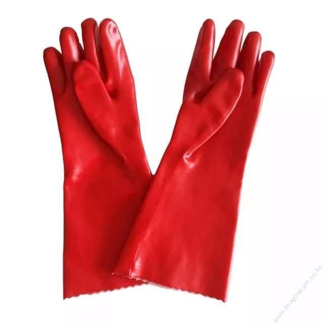 PVC Chemical Gloves (Red) - Image 2