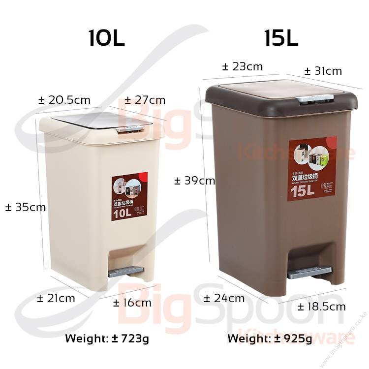 buy 2 in 1 Pedal Push Dustbin 6