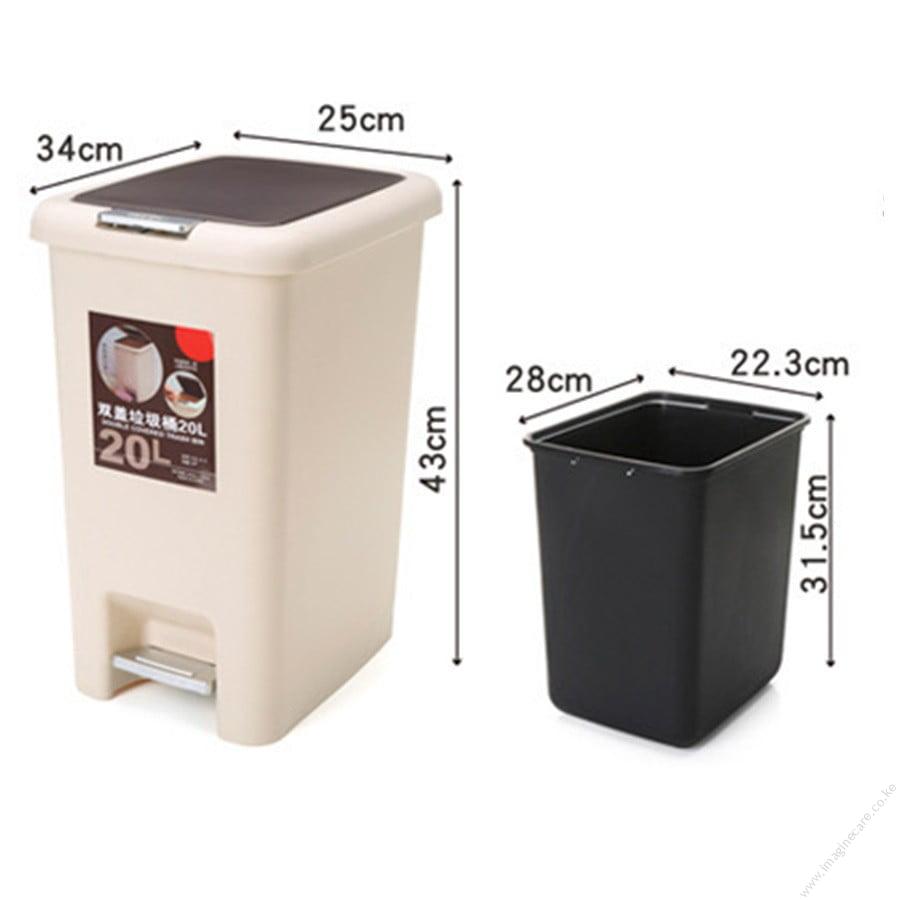 get 2 in 1 Pedal Push Dustbin