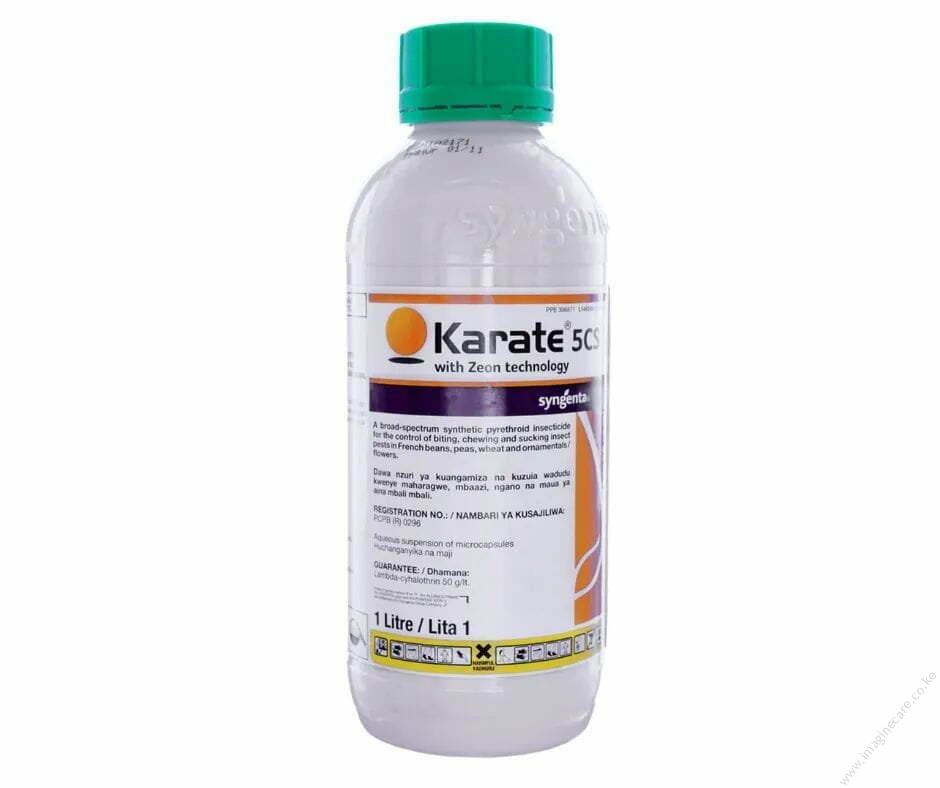Karate 5CS is a broad-spectrum synthetic pyrethroid insecticide for the control of biting, chewing, and sucking insect pests