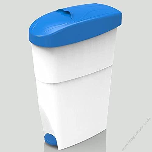 Sanitary Bin White & Blue Pedal