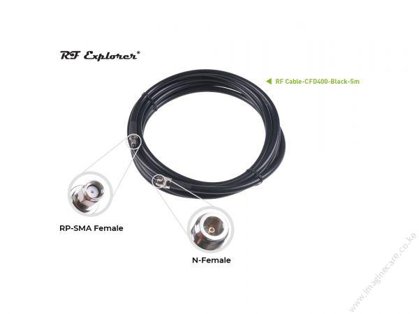 RF Cable; N Female to RP-SMA Male-CFD400-Black-5m - Image 6
