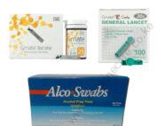 50 Comfys Gmate Blood Sugar Test Strips + 100 Needles + 100 Alco Swabs