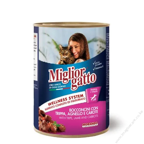 Migliorgatto Bocconcini Adult Cat Food Small Chunks With Tripe, Lamb And Carrots