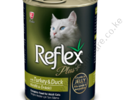 Reflex Plus Turkey & Duck Adult Cat Canned Food, fully balanced, turkey & duck protein-containing cat food carefully formulated by cat/dog nutritionists to meet the nutritional requirements of all adult breeds