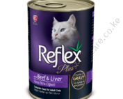 Reflex Plus Adult Cat Food Canned – Beef & LiverChucks in Gravy 0.4kg