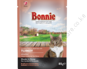 Bonnie Adult Cat Food Pouch – Turkey Chunks in Gravy 85G
