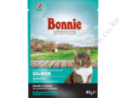Bonnie Adult Cat Food Pouch – Salmon Chucks In Jelly 85G – PACK OF 22