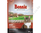Bonnie Adult Cat Food Pouch – Beef Chunks in Gravy