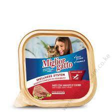 Migliorgatto Adult Cat Food Alutray PATE With Beef And Heart