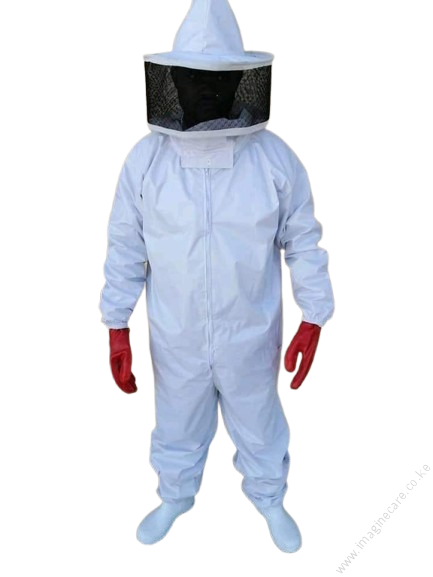 Bee Suit (white pvc) Overall + Head Gear + Pair of Gloves + Bee Smoker - Imported