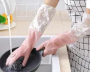 Long Silicone Kitchen Gloves Pink