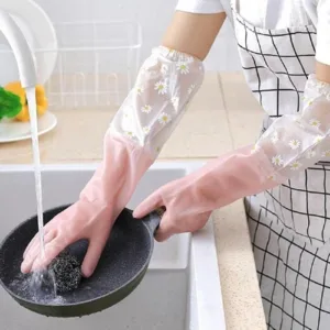 Long Silicone Kitchen Gloves Pink