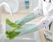 Long Silicone Kitchen Gloves Green
