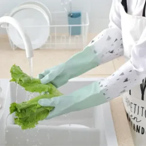 Long Silicone Kitchen Gloves Green