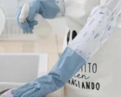 Long Silicone Kitchen Gloves Blue