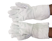 Leather gloves 14 inches white
