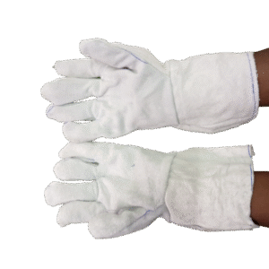 Leather gloves 14 inches white