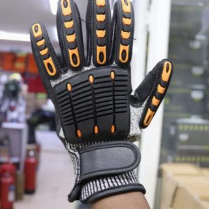 Impact Reducing, Super Grip, Cut Resistant Gloves (Orange Gray Black) Medium