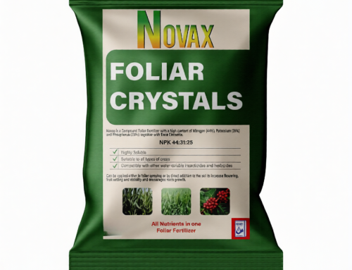 Novax Foliar Crystals is a premium water-soluble fertilizer enriched with Nitrogen, Phosphorus, Potassium and essential trace elements for rapid growth, improved flowering, and enhanced yields.